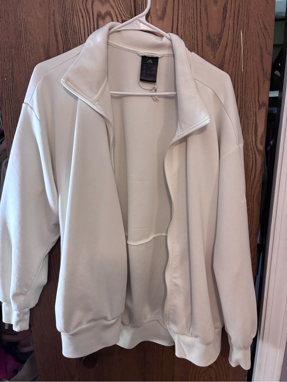 adidas Cream Zip-Front Bomber Jacket